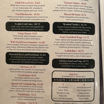 Willie Sue's - Menu - Bars Near Me - Sumter, South Carolina