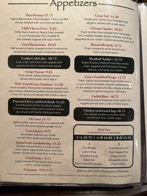 Menu photo 5 Willie Sue's Sumter, SC