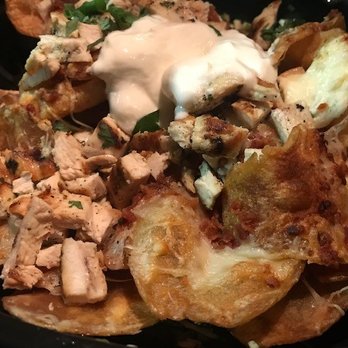 Brigantine - Napa Valley Nachos. Potato chips, chicken, cheeses, bacon, etc. Really good. - Seafood Near Me - Del Mar, California Brigantine - Napa Valley Nachos. Potato chips, chicken, cheeses, bacon, etc. Really good. - Seafood Near Me - Del Mar, California