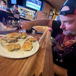 Honey putting lemon on the worth the wait oyster rockafellers. You literally lick the shells clean. My favorite. Honey putting lemon on the worth the wait oyster rockafellers. You literally lick the shells clean. My favorite.
