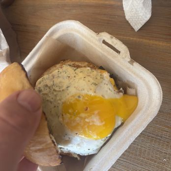 Crazy Block Cheesecakes - perfectly cooked egg on the sausage/egg sando - Desserts Near Me - Oakland, California Crazy Block Cheesecakes - perfectly cooked egg on the sausage/egg sando - Desserts Near Me - Oakland, California