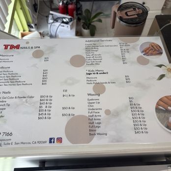 TM Nails & Spa - Price menu - Waxing Near Me - San Marcos, California TM Nails & Spa - Price menu - Waxing Near Me - San Marcos, California