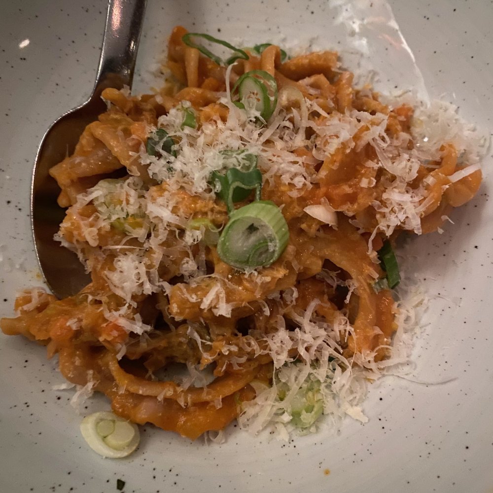 Equinox on 19th - house made beet fusilli pasta - New American Near Me - Washington, DC, District of Columbia Equinox on 19th - house made beet fusilli pasta - New American Near Me - Washington, DC, District of Columbia
