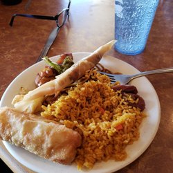 Asian Garden - Yummy food.. rice, egg roll, chicken..
