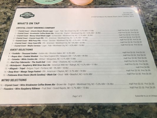 Menu photo 4 Crystal Coast Brewing - Atlantic Beach Atlantic Beach, NC Menu photo 4 Crystal Coast Brewing - Atlantic Beach Atlantic Beach, NC