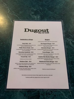 Menu photo 1 The Dugout Pasco, WA