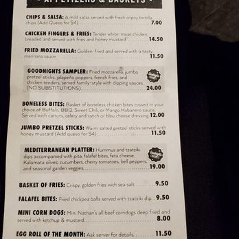 Goodnights Comedy Club - Appetizer menu - Comedy Clubs Near Me - Raleigh, North Carolina