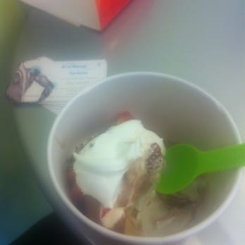 Menchie's Frozen Yogurt - White chocolate raspberry with vanilla snow and fresh strawberries. - Ice Cream & Frozen Yogurt Near Me - Lubbock, Texas Menchie's Frozen Yogurt - White chocolate raspberry with vanilla snow and fresh strawberries. - Ice Cream & Frozen Yogurt Near Me - Lubbock, Texas