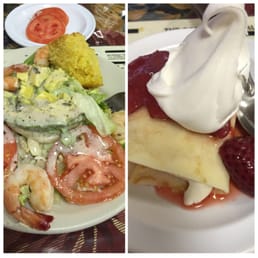 Shrimp and avocado salad with strawberry crepe. YUM Shrimp and avocado salad with strawberry crepe. YUM