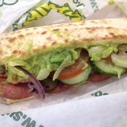 Subway - My Spicy Italian sub on flatbread with avocado