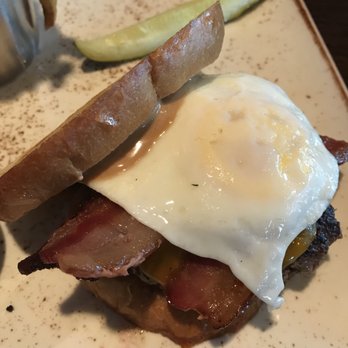 Red Cow 50th & France - Breakfast burger: that's peanut butter there underneath the sourdough toast - Burgers Near Me - Minneapolis, Minnesota
