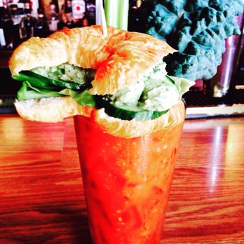 Crazy Fox Saloon - Avocado chicken salad croissant sammich on my Bloody Mary! - Dive Bars Near Me - Newport, Kentucky
