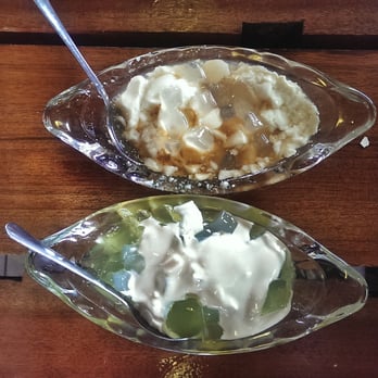 Isla Restaurant - Top: taho bottom: buko pandan (filipino desserts) - Filipino Near Me - Newark, California Isla Restaurant - Top: taho bottom: buko pandan (filipino desserts) - Filipino Near Me - Newark, California
