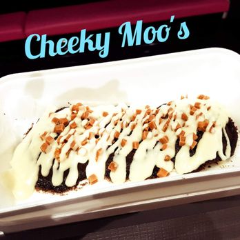 Cheeky Moo's - Double choc cookie dough with white choc sauce and fudge pieces - Desserts Near Me - Glasgow, GLG Cheeky Moo's - Double choc cookie dough with white choc sauce and fudge pieces - Desserts Near Me - Glasgow, GLG