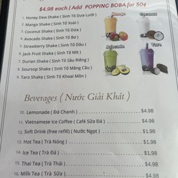 Drink menu