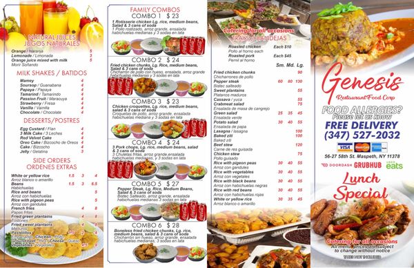 Menu photo 1 Genensis Restaurant Food New York, NY Menu photo 1 Genensis Restaurant Food New York, NY