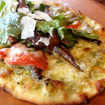 Congregation Brewery & Cocina - Portobello peppers flatbread $7: mushrooms, bell peppers, mozzarella, pesto, and arugula mixed greens. Balsamic on the greens. - Pubs Near Me - Pasadena, California