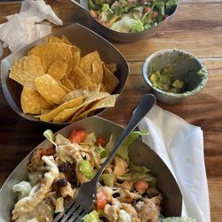 Ta Contento Mex Fresh Food - Burrito bowl with chicken, guacamole, burrito bowl with veg.