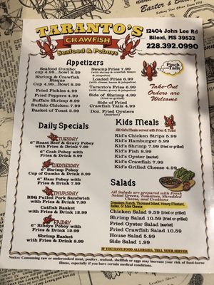Menu photo 2 Taranto's Crawfish Biloxi, MS