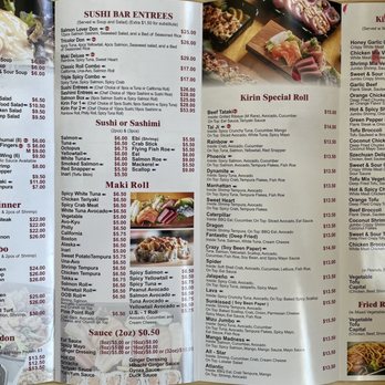 Kirin Asian Kitchen - Menu (front) - Japanese Near Me - Waterboro, Maine Kirin Asian Kitchen - Menu (front) - Japanese Near Me - Waterboro, Maine