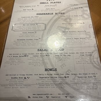 Tap & Vine at 559 - This is the menu - Gastropubs Near Me - Medford, Oregon