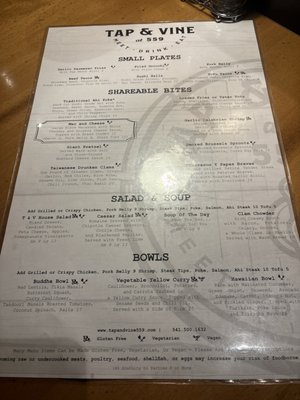 Menu photo 2 Tap & Vine at 559 Medford, OR