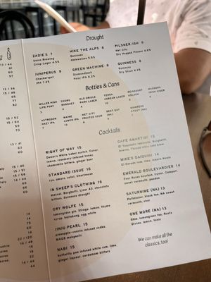 Menu photo 1 Bar Alice Anne Baltimore, MD