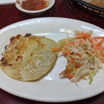 Tacos Casa Miguel - Pork and cheese pupusa with a delightful slaw. - Tex-Mex Near Me - Kernersville, North Carolina Tacos Casa Miguel - Pork and cheese pupusa with a delightful slaw. - Tex-Mex Near Me - Kernersville, North Carolina