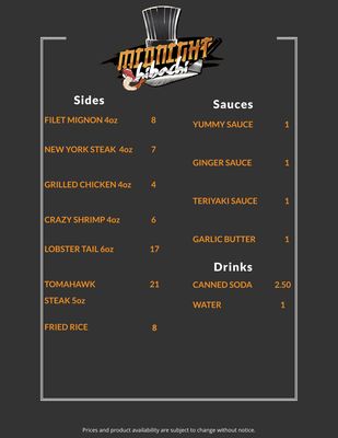 Menu photo 3 Midnight Hibachi Bloomington, CA