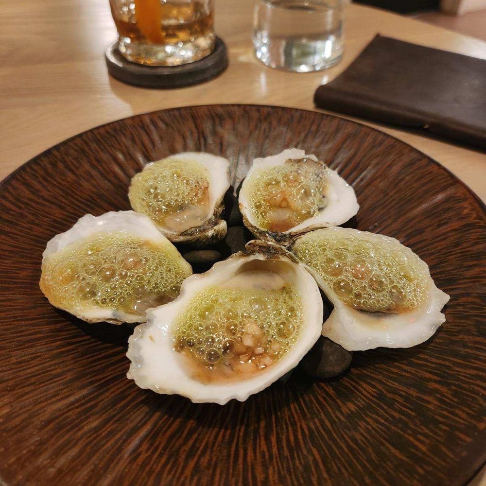 Quarter Acre - Oysters w kiwi bubbles and rosé mignonette. My absolute favorite! - New American Near Me - Dallas, Texas