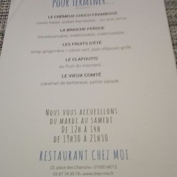 Chez Moi - Carte - French Near Me - Metz, 57
