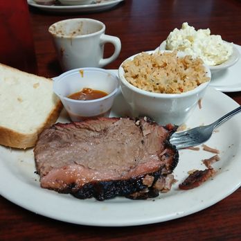 Mesquite Valley Smokehouse - Brisket with Beans Coleslaw Bread - Barbeque Near Me - Harlingen, Texas