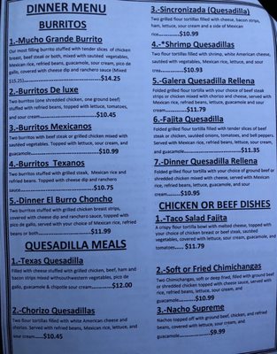 Menu photo 5 El Torito Mexican Restaurant Shamokin Dam, PA