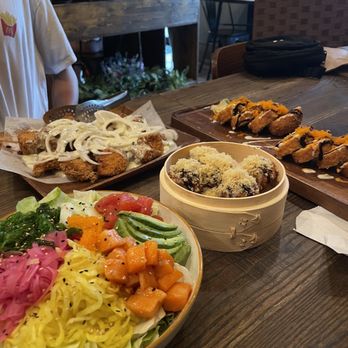 KITCHEN 121 - combination sushi bowl, takoyaki, snow onion chicken, yummy yummy roll - Sushi Bars Near Me - Duluth, Georgia