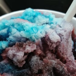 Jk's Shaved Ice - Blue coconut, raspberry, strawberry cream ;)