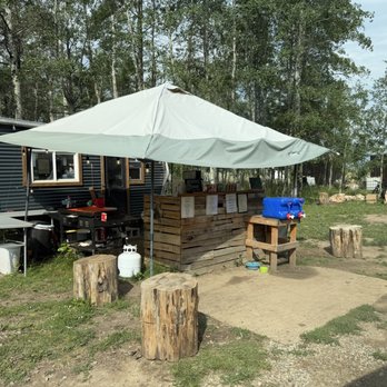 Wander Camp - Yellowstone - The so-called "food truck". It was a lean to shanty that was pathetic. Wal-Mart and dollar store food items. - Campgrounds Near Me - Island Park, Idaho