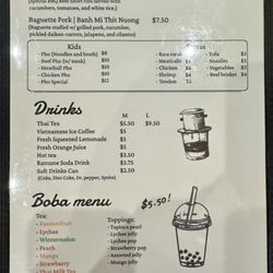 Pho T&N - Back of the menu and drinks