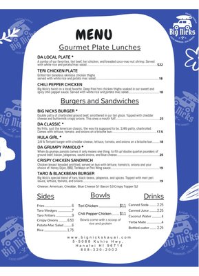 Menu photo 1 Big Nick’s Hanalei, HI Menu photo 1 Big Nick’s Hanalei, HI