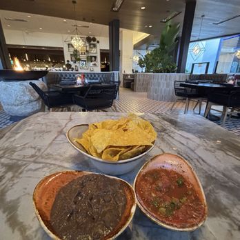 Caló Kitchen + Tequila - Complimentary Bean dip and salsa - Cocktail Bars Near Me - Costa Mesa, California