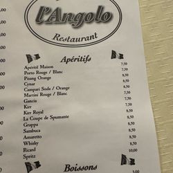 L'Angolo - Libation menu