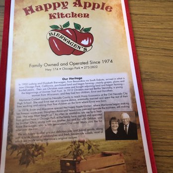 Happy Apple Kitchen - Menu. Luv the family story about how it all came to be. - Diners Near Me - Grass Valley, California