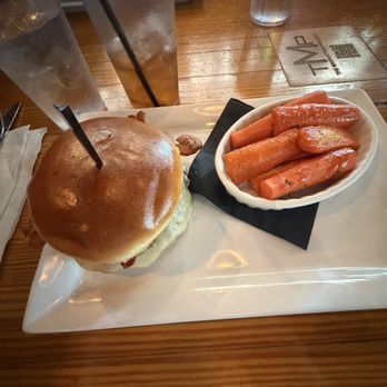 The Manhattan Project - PB&J Burger with side option of hot honey carrots - American Near Me - Louisville, Kentucky The Manhattan Project - PB&J Burger with side option of hot honey carrots - American Near Me - Louisville, Kentucky