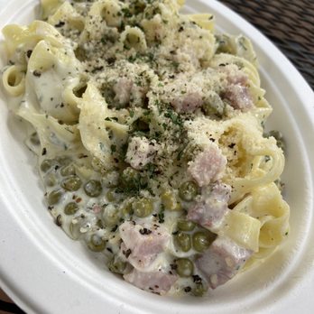 ARTIPASTA - Tagliatelle With Creamy Sauce of Ham & Sweet Green Peas - Italian Near Me - Austin, Texas ARTIPASTA - Tagliatelle With Creamy Sauce of Ham & Sweet Green Peas - Italian Near Me - Austin, Texas