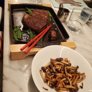 Morimoto Napa - Wagyu w Mushrooms on the side, usually under the steak. - Japanese Near Me - Napa, California