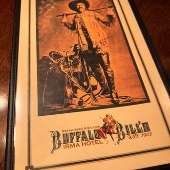 Buffalo Bill's Irma Hotel - Front of menu - Salad Near Me - Cody, Wyoming Buffalo Bill's Irma Hotel - Front of menu - Salad Near Me - Cody, Wyoming