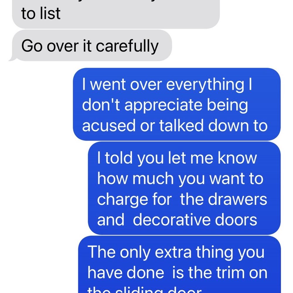 Acorn Kitchen & Bath - a text message sent by a customer - General Contractors Near Me