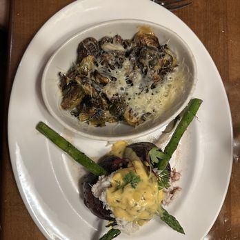 Winewood - Filet Oscar style with Brussels sprouts. - New American Near Me - Grapevine, Texas