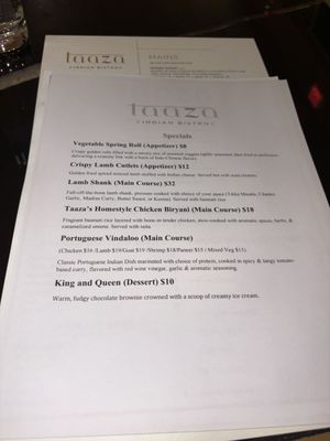 Menu photo 2 Taaza Indian Bistro Clemmons, NC Menu photo 2 Taaza Indian Bistro Clemmons, NC