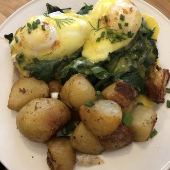 Tea Room Cafe - The eggs benedict with potatoes - Coffee & Tea Near Me - Petaluma, California Tea Room Cafe - The eggs benedict with potatoes - Coffee & Tea Near Me - Petaluma, California