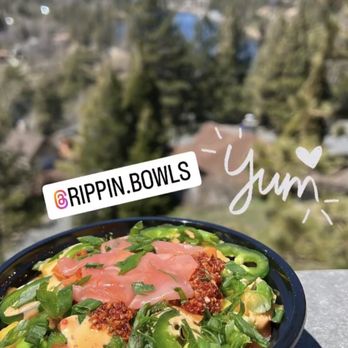 Rippin' Bowls - Make your own poke bowl.. salmon, spicy mayo, jalapeños, mangos, edamame, seaweed salad, ginger and chili sauce! - Poke Near Me - Lake Arrowhead, California Rippin' Bowls - Make your own poke bowl.. salmon, spicy mayo, jalapeños, mangos, edamame, seaweed salad, ginger and chili sauce! - Poke Near Me - Lake Arrowhead, California